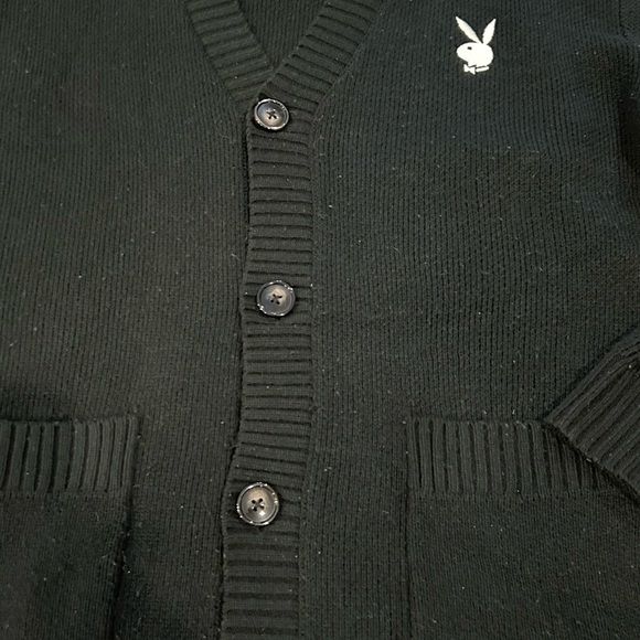 Playboy By PacSun Logo Knit Cardigan Black Mens size Large - Picture 4 of 6